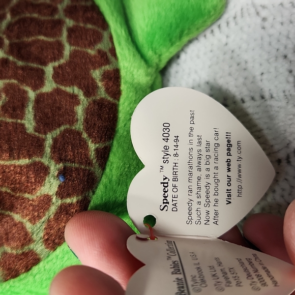 🕸Vintage Ty Beanie Baby Original Speedy the Turtle P.V.C. Pellets - Picture 9 of 11